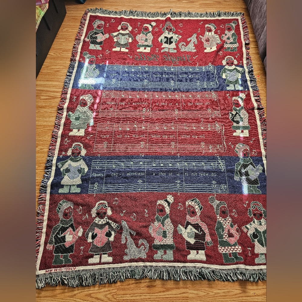 Goodwin Weavers Throw “Jingle Bells” Made In USA 65" x 45" - Picture 2 of 6